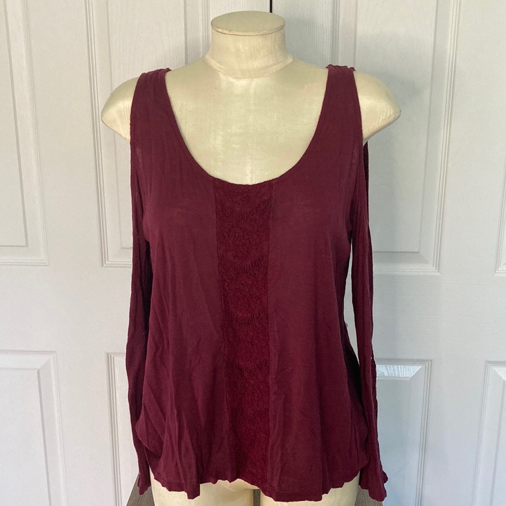 Long Sleeve Open Shoulder Top